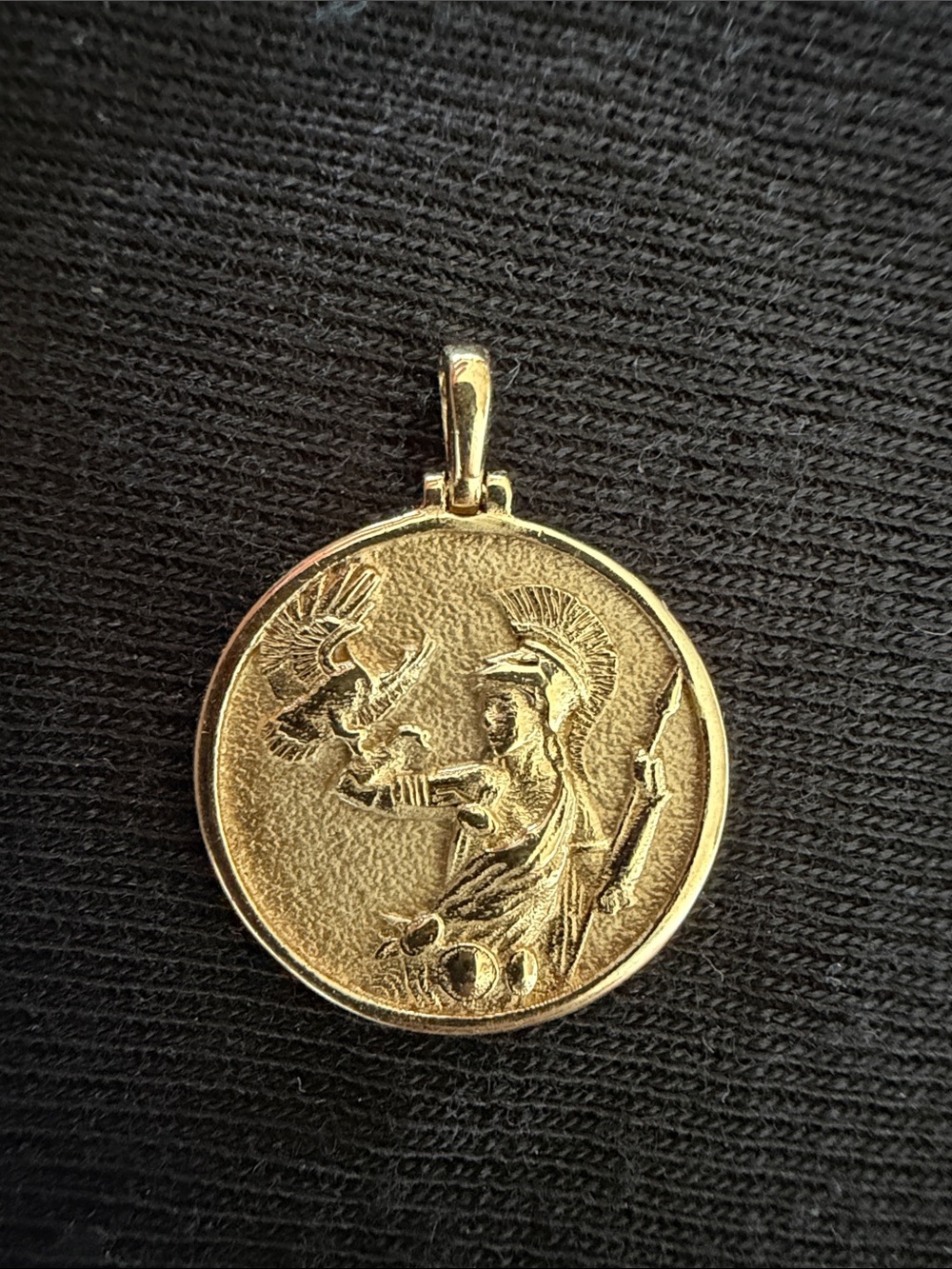 10K gold vermeil 925 sterling silver pendant - Goddess Athena with Owl